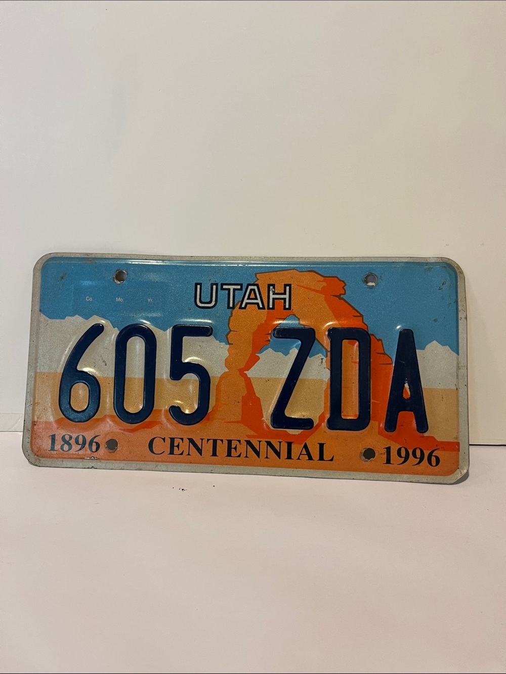 Utah 605 ZDA Centennial 1896-1996 License Plate Souvenir